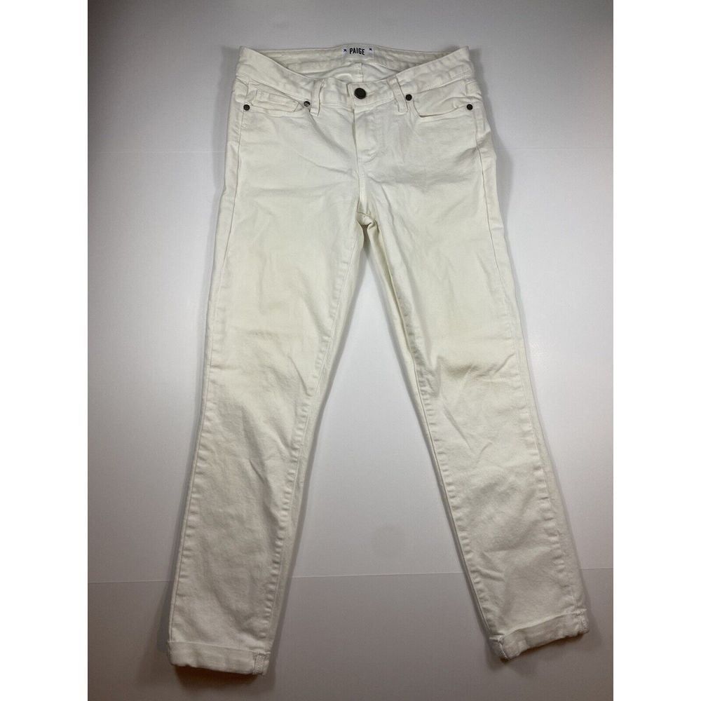 Paige Women's Size 28 Kylie Crop Jeans White‎ Denim Stretch Low Rise